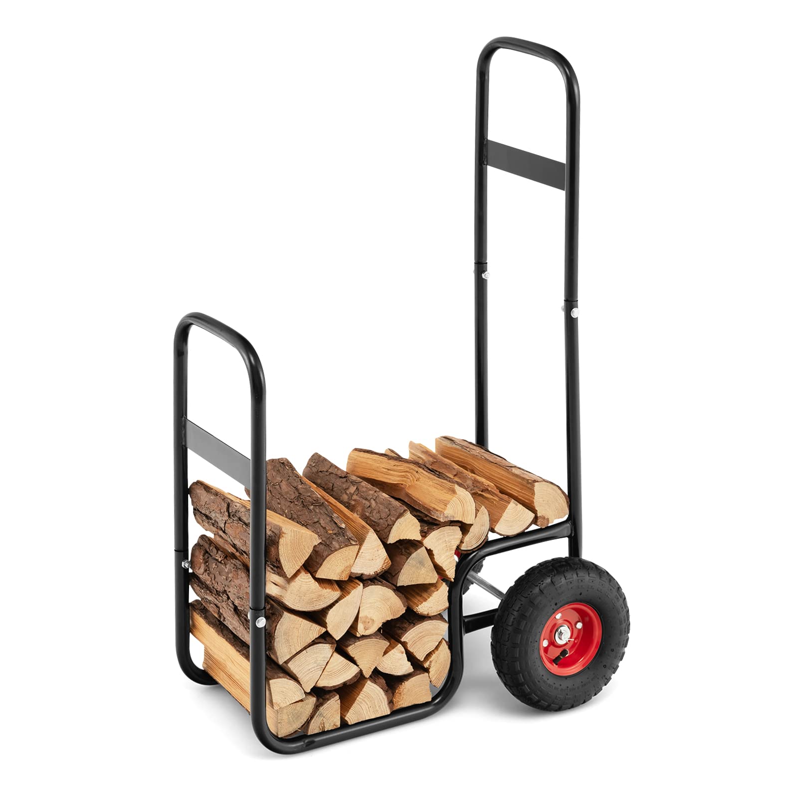 Tangkula Firewood Log Cart, Wood Rack Storage Mover with Rolling Wheels & Ergonomic Handle